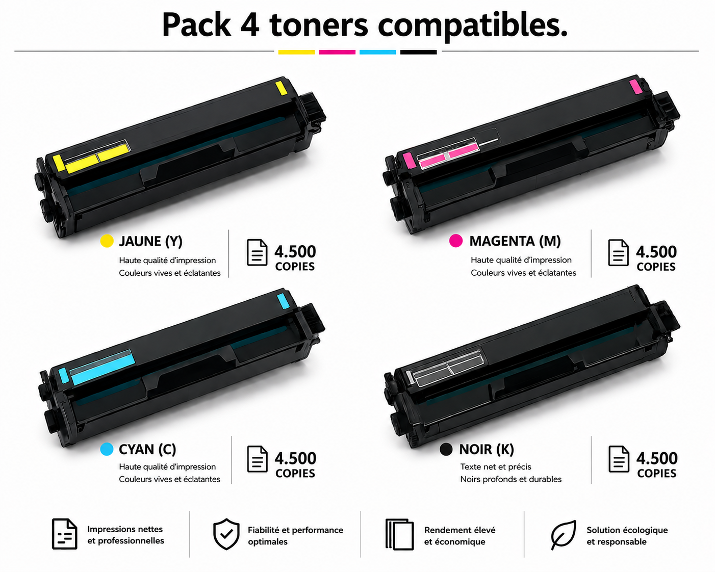 Pack de 4 toner compatibles Lexmark 20N2H . 4x 4.500 copies